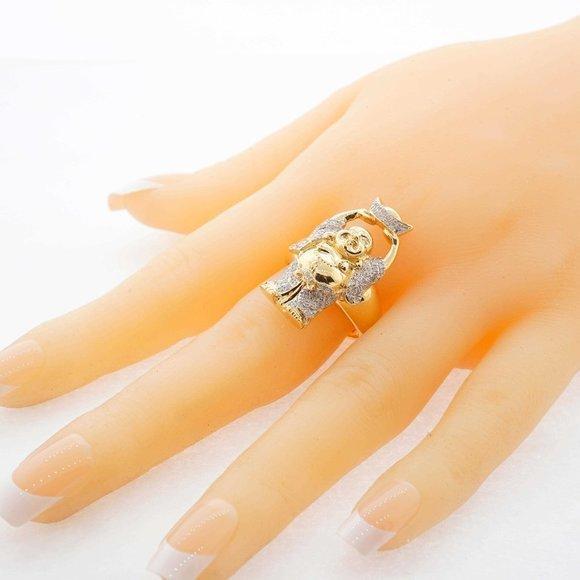 Estate Sale Diamond 10k Yellow Gold Buddha Ring Size 8.75 Sizable 0.18 TCW 7.20g